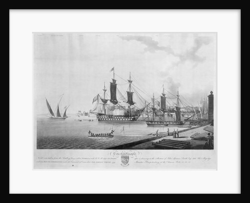 North view of 'Constantinople', taken from the Artillery Quay (called Tophana) with HBM's ships 'Le Tigre' and 'La Bonne Citoyenne' under the command of Sir Sidney Smith, 1799 by John Thomas Serres