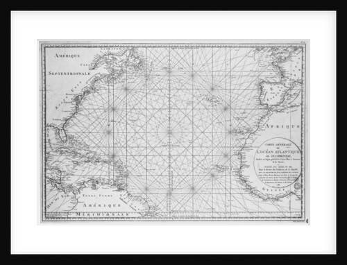 Printed chart of the North Atlantic Ocean by French Admiralty by Depot De La Marine