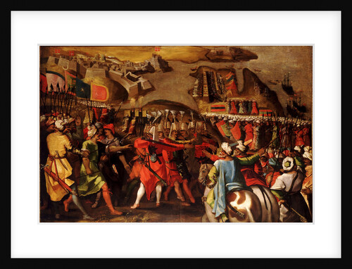 The Siege of Malta:Turkish bombardment of Birgu, 6 July 1565 by Matteo Perez d'Aleccio