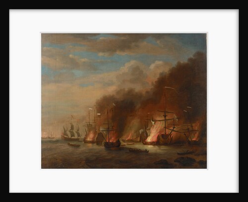 The burning of the 'Soleil Royal' at the Battle of La Hogue, 23 May 1692 by Willem van de Velde the Elder
