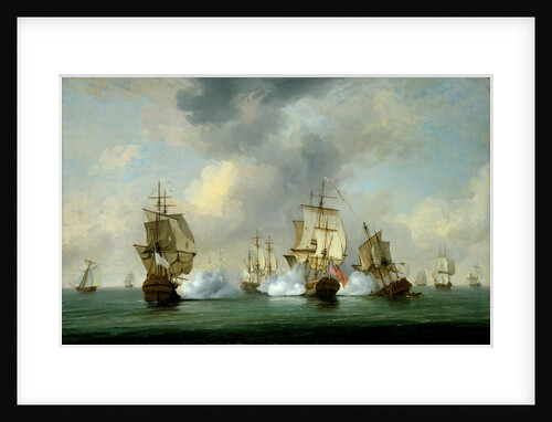 Commodore Walker's action: the Privateer 'Boscawen' engaging a fleet of French ships, 23 May 1745 by Charles Brooking
