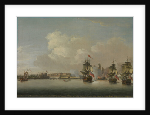 HMS 'Monmouth' burning the French frigate 'Rose', 1 July 1758 by Dominic Serres the Elder
