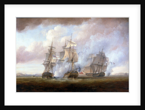 The capture of the 'Resistance' and 'Constance' by HMS 'San Fiorenzo' and 'Nymphe', 9 March 1797 by Nicholas Pocock