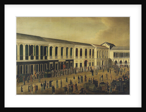 Trial of four British seamen at Canton, 1 October 1807: scene outside the court by Chinese School