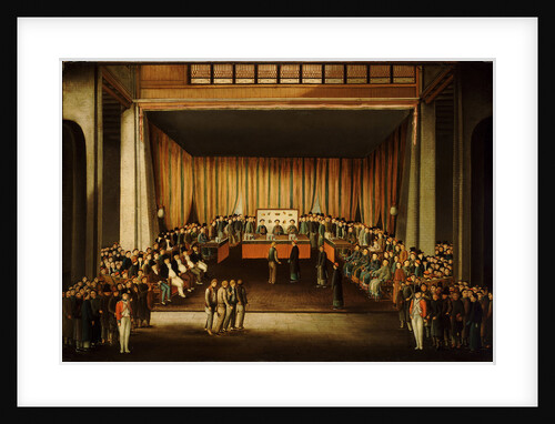 Trial of four British seamen at Canton, 1 October 1807: scene inside the Court by Chinese School