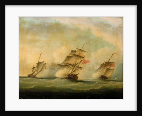 HMS 'Lynx' and 'Monkey' capturing three Danish luggers, 12 August 1809 by British School