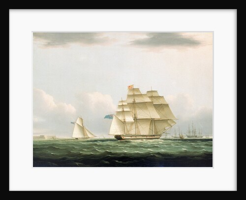 The yacht 'Royal Sovereign' with the Duchess of Clarence on board, leaving Portsmouth to view the visiting Russian squadron anchored in Spithead, 8 August 1827 by Henry Moses