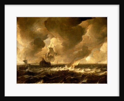 A flute and other vessels off the Dutch coast by Pieter de Zeelander