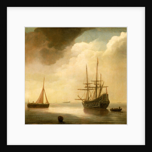 A ship in a calm sea by Abraham de Verwer