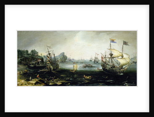 Dutch ships loading timber in a Northern Port by Andries van Eertvelt