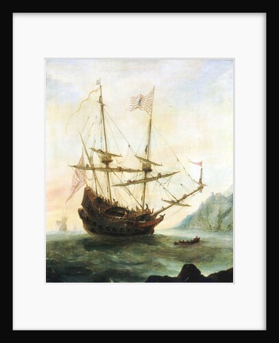 The 'Santa Maria' at anchor by Andries van Eertvelt