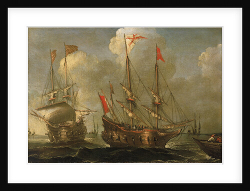 Spanish ships at anchor by Sebastian Castro