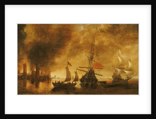 Daybreak after the bombardment of a port by Spanish ships by Andries van Eertvelt