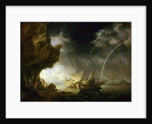 Seascape with sailors sheltering from a rainstorm by Bonaventura Peeters the Elder