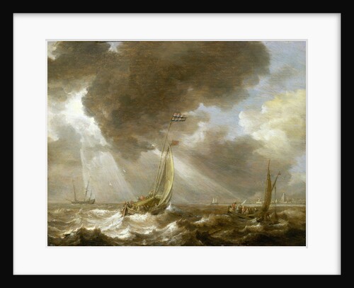 Dutch fishing boats in a fresh breeze by Bonaventura Peeters the Elder