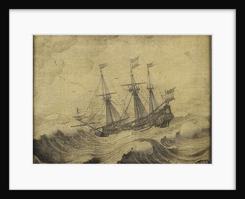 A Dutch ship in a stormy sea by Experiens Sillemans