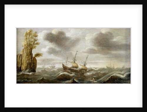 Dutch ships in a rough sea by Cornelisz Verbeecq