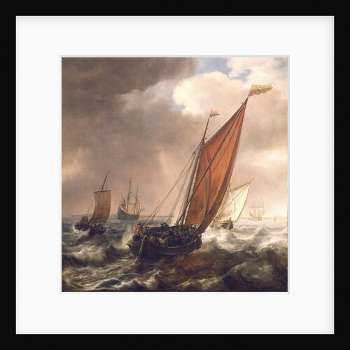 A Dutch ferry boat before a breeze by Simon de Vlieger