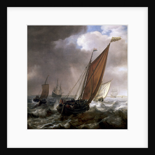 A Dutch ferry boat before a breeze by Simon de Vlieger