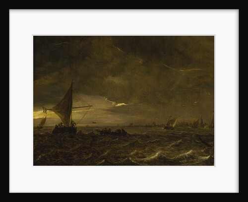 Fishing boats in an estuary at dusk by Jan van Goyen