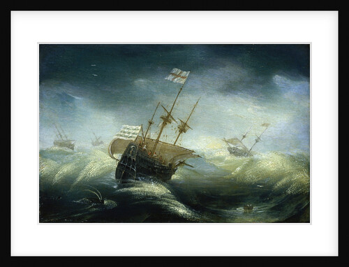 English ships in a rough sea by Claes Wou