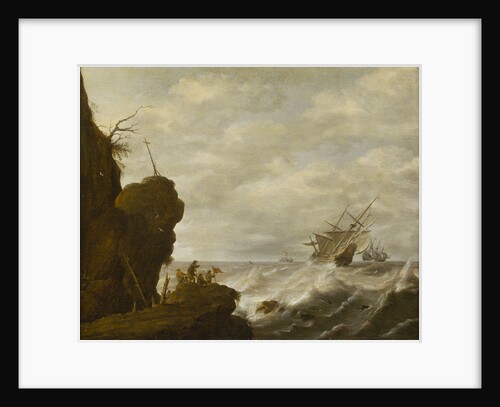 A Dutch ship in a breeze off a rocky coast by Pieter Mulier