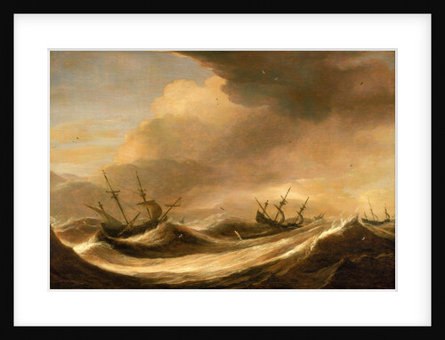 Ships in a heavy sea running before a storm by Pieter Mulier