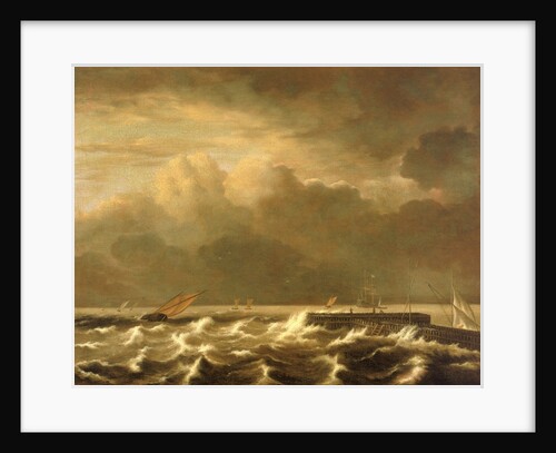 Rough seas breaking over a jetty by Jacob van Ruisdael