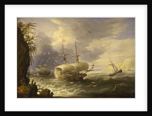 Shipping off a rocky coast by Pieter van den Velde