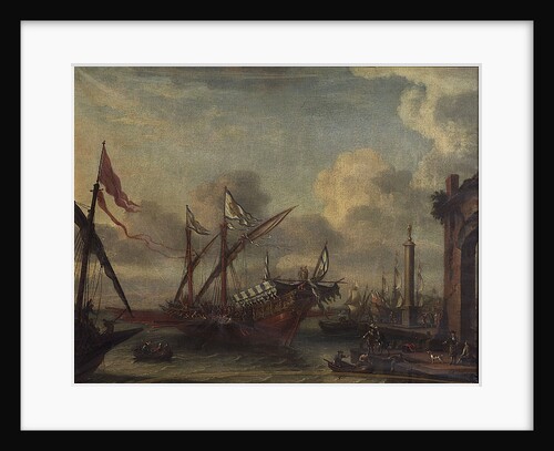A galley off a mediterranean port by Lorenzo A. Castro