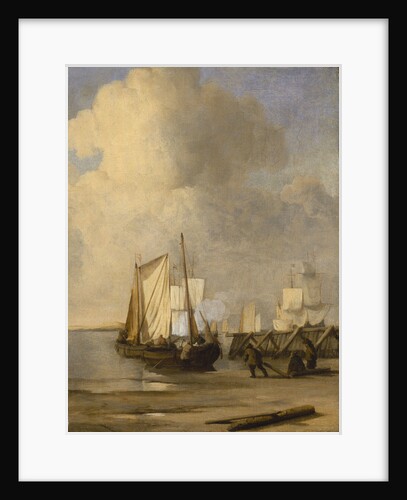 Calm: a kaag coming ashore by Willem Van de Velde the Younger