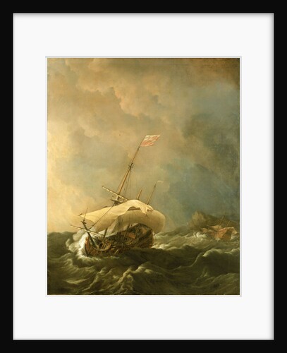 An English ship in a gale trying to claw off a lee shore by Willem Van de Velde the Younger