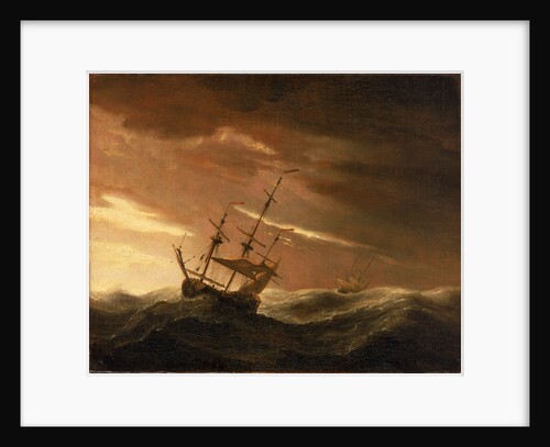 An English ship lying-to in a gale by Willem Van de Velde the Younger