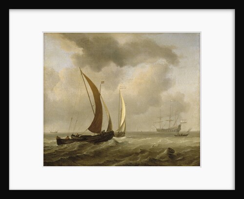 Two kaags at sea before a fresh breeze by Willem Van de Velde the Younger