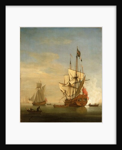Calm: an English sixth-rate firing a salute by Willem Van de Velde the Younger