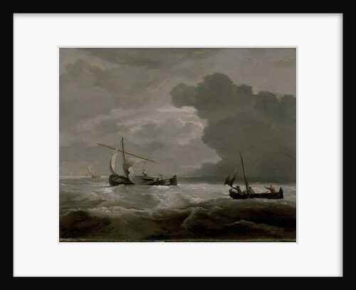 A kaag and a weyschuit running before a strong breeze by Willem Van de Velde the Younger