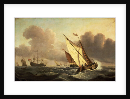 A kaag going to windward in a fresh breeze by Willem Van de Velde the Younger