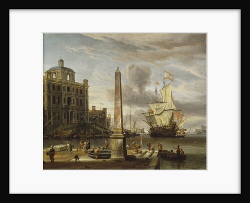 A Venetian pilgrim ship in an Italian port by Abraham Storck