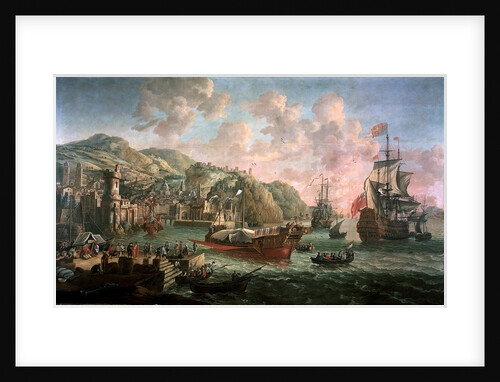 Ships, galleys and other vessels off an Italian port by Jacob Knyff