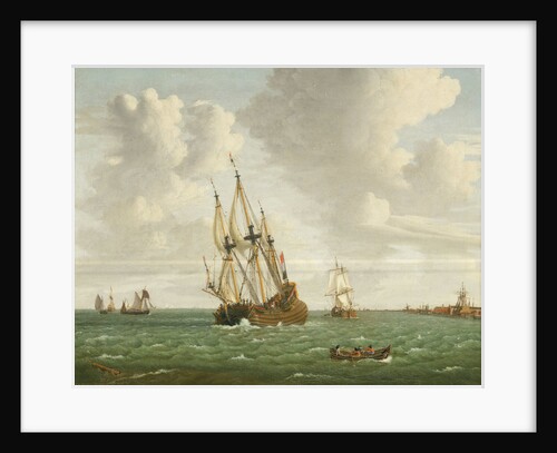 A Dutch whaler close-hauled in a breeze by Jan Claesz Rietschoof