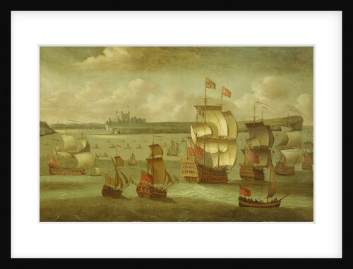 A ship flying the Royal Standard with other vessels by Isaac Sailmaker