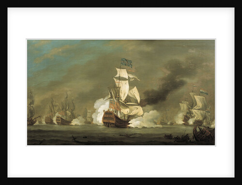 A battle between English and Dutch ships by Robert Woodcock