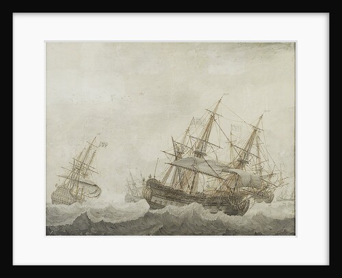 English men-of-war in a strong breeze by Cornelis Bouwmeester
