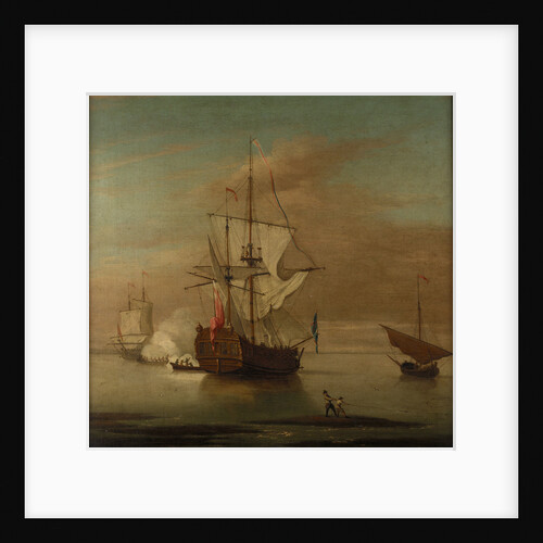 A ketch rigged yacht and other vessels becalmed by J. Cook