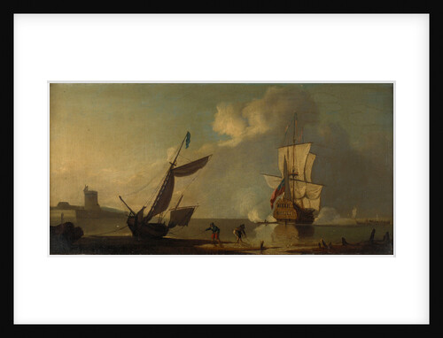 A ship saluting a fort by J. Cook