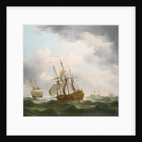 East Indiamen in a gale by Charles Brooking