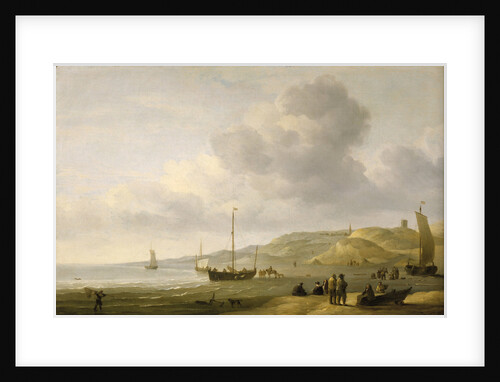 A beach scene near Scheveningen by Charles Brooking