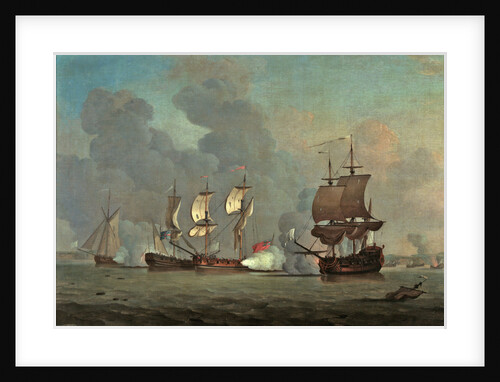 An English privateer engaging a French privateer by Samuel Scott