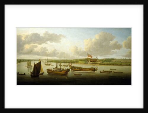 Launch of a 4th-rate on the river Orwell by John Cleveley