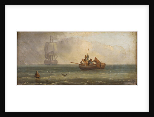 Four sailors in a ship's boat by Sands